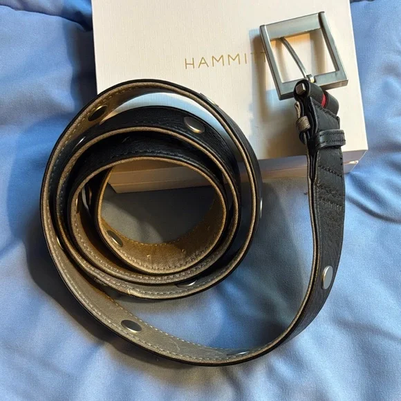 Hammitt reversible Black/ Pewter Leather Belt - Picture 3 of 4